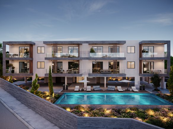 2 Bedroom apartment communal with pool in chloraka