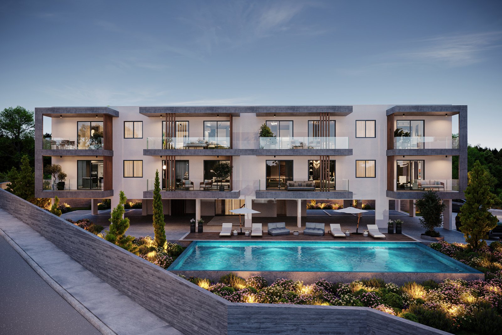 2 Bedroom apartment communal with pool in chloraka