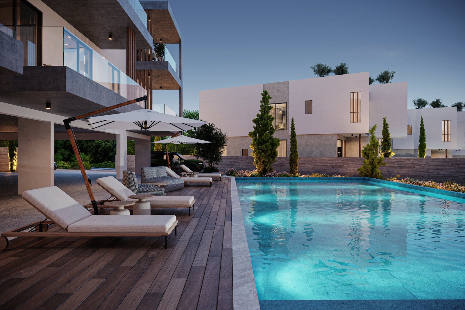 2 Bedroom apartment communal with pool view in chloraka