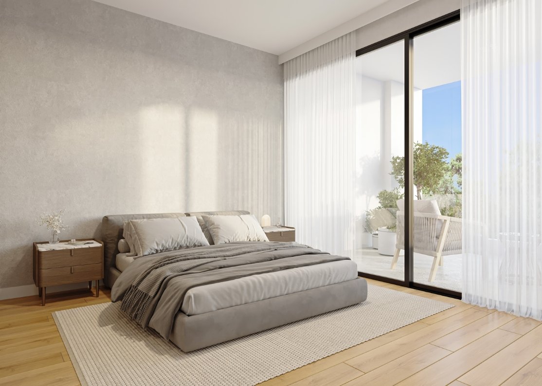 Bedroom in the 2 Bedroom apartment communal with pool in chloraka