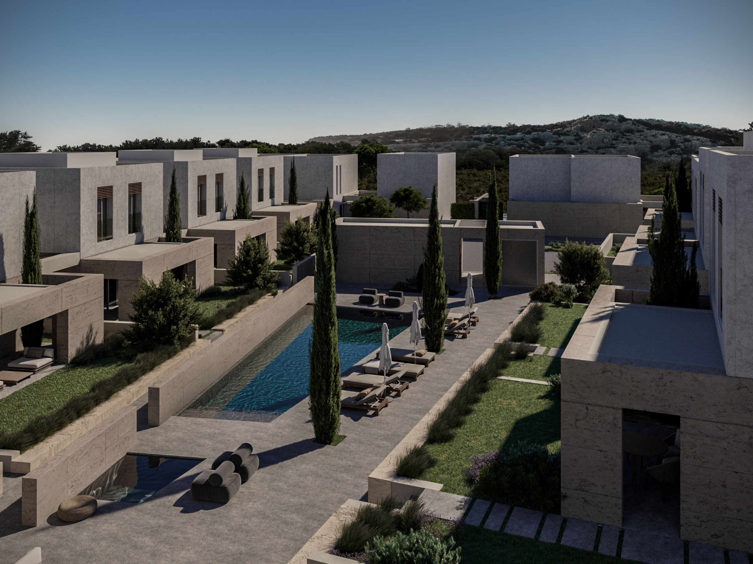plan overview of Seaview of Modern 2 bedroom villa in Geroskipou