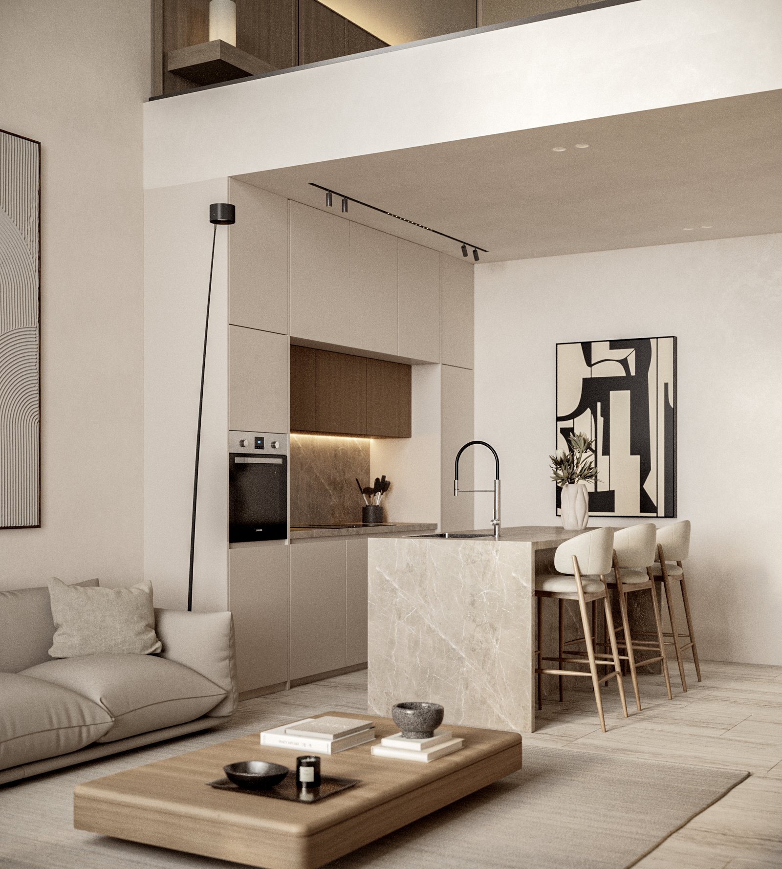 Kitchen in 2 bedroom Luxury villas on close to the sea in geroskipou