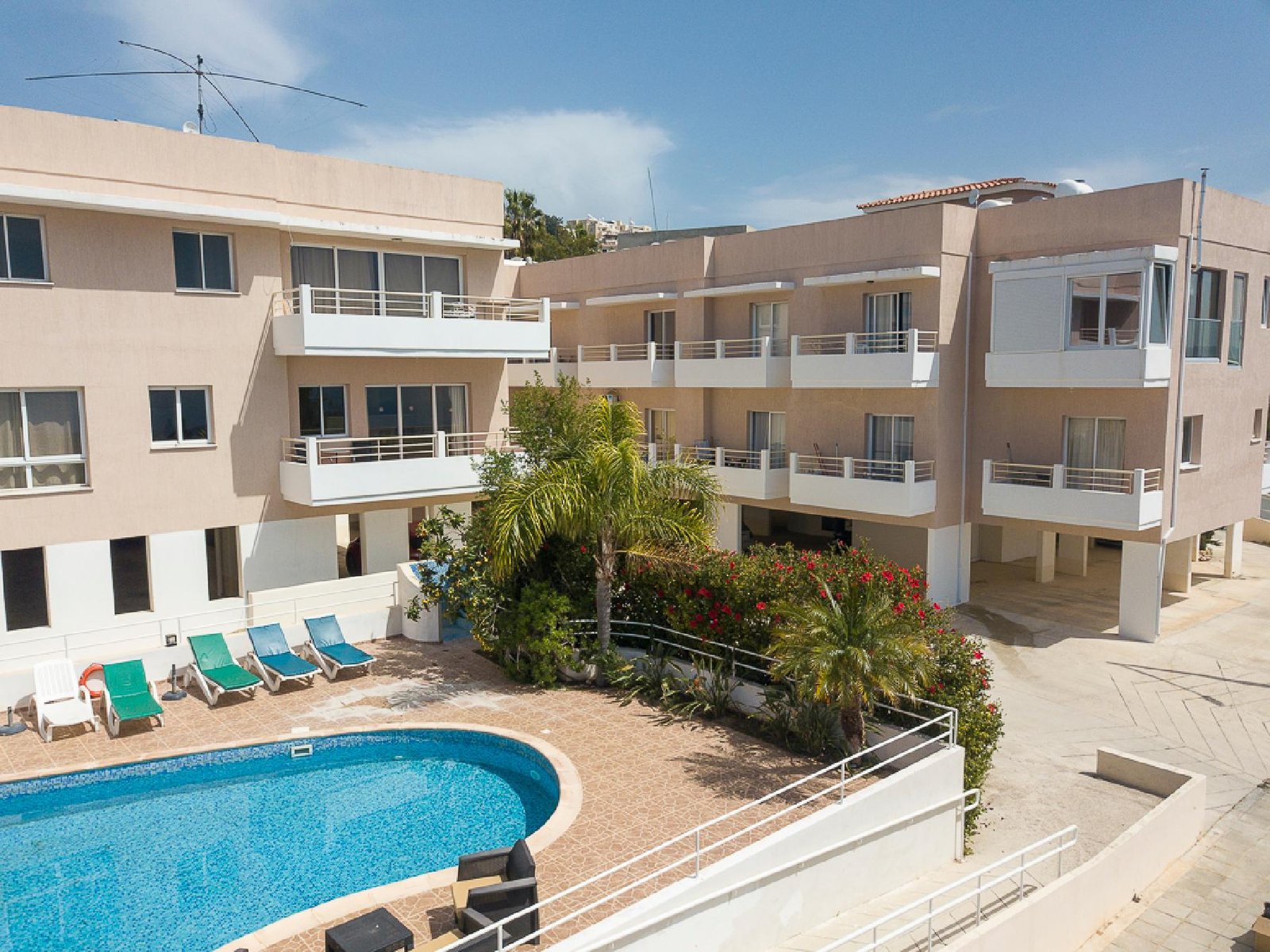 Pool view of studio in Peyia Paphos