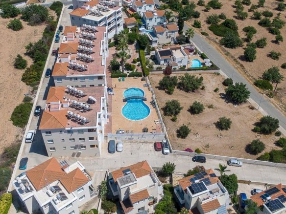 pool view of 1 bedroom in tala paphos
