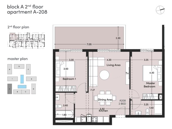 2 Bedroom Apartment – Unit A208