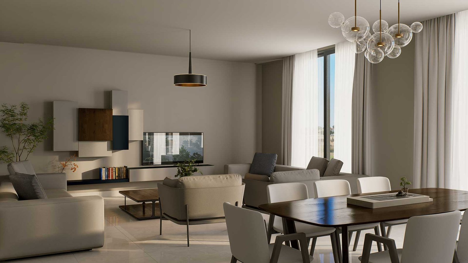 Living-Dinning-Room-A 5 Bedroom Villa in Limassol