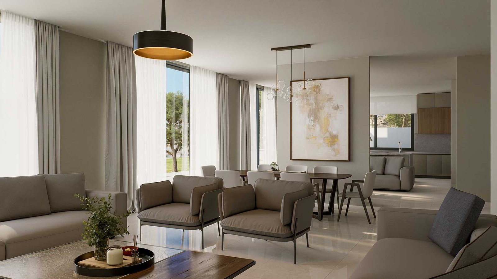 Living-Dinning-Room-B 5 Bedroom Villa in Limassol