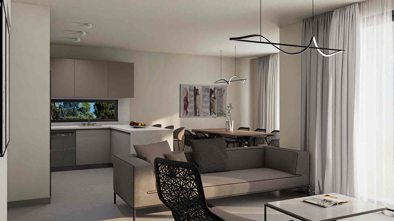 Living-Room 3 Bedroom Apartment in Paphos