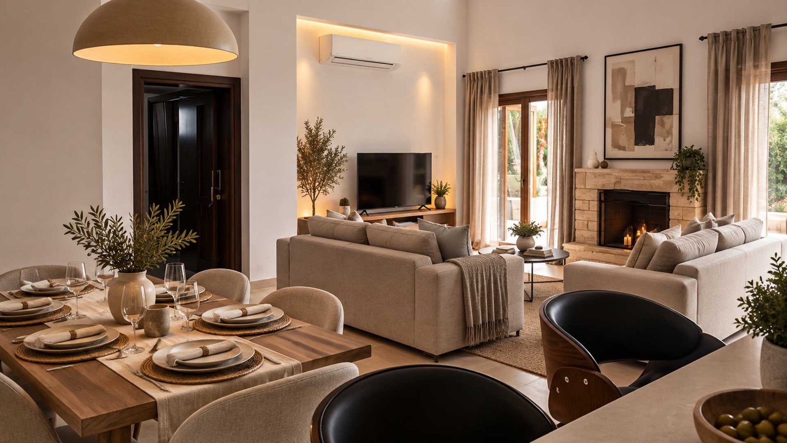 Monagroulli-Hills-Living-dining-2 3 Bedroom Villa in Limassol