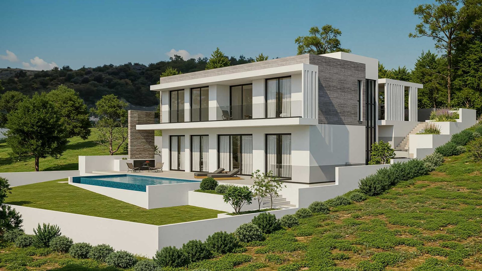 Pool-View-Left-B 5 Bedroom Villa in Limassol