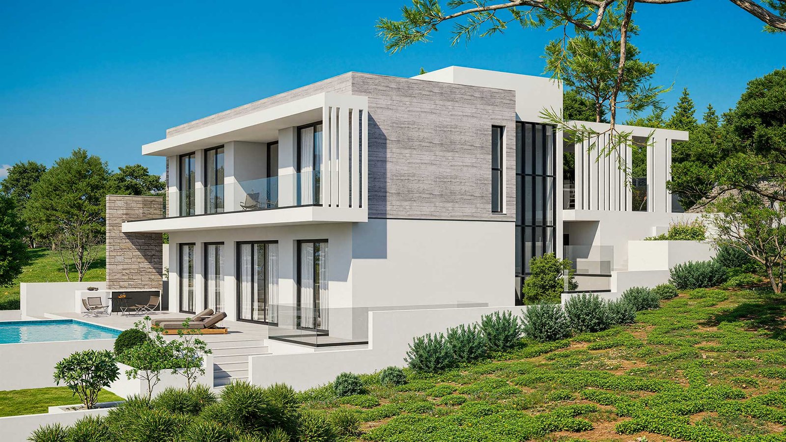 Pool-View-Left 5 Bedroom Villa in Limassol